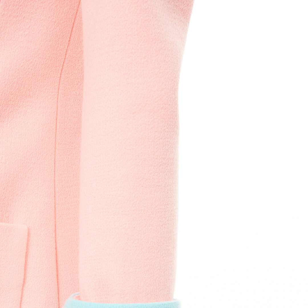 BALMAIN 2024 Runway pink blue wool crepe hourglass fitted Power blazer FR34 XS