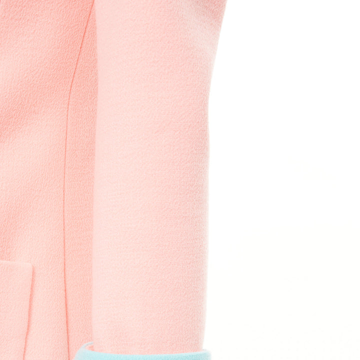 BALMAIN 2024 Runway pink blue wool crepe hourglass fitted Power blazer FR34 XS