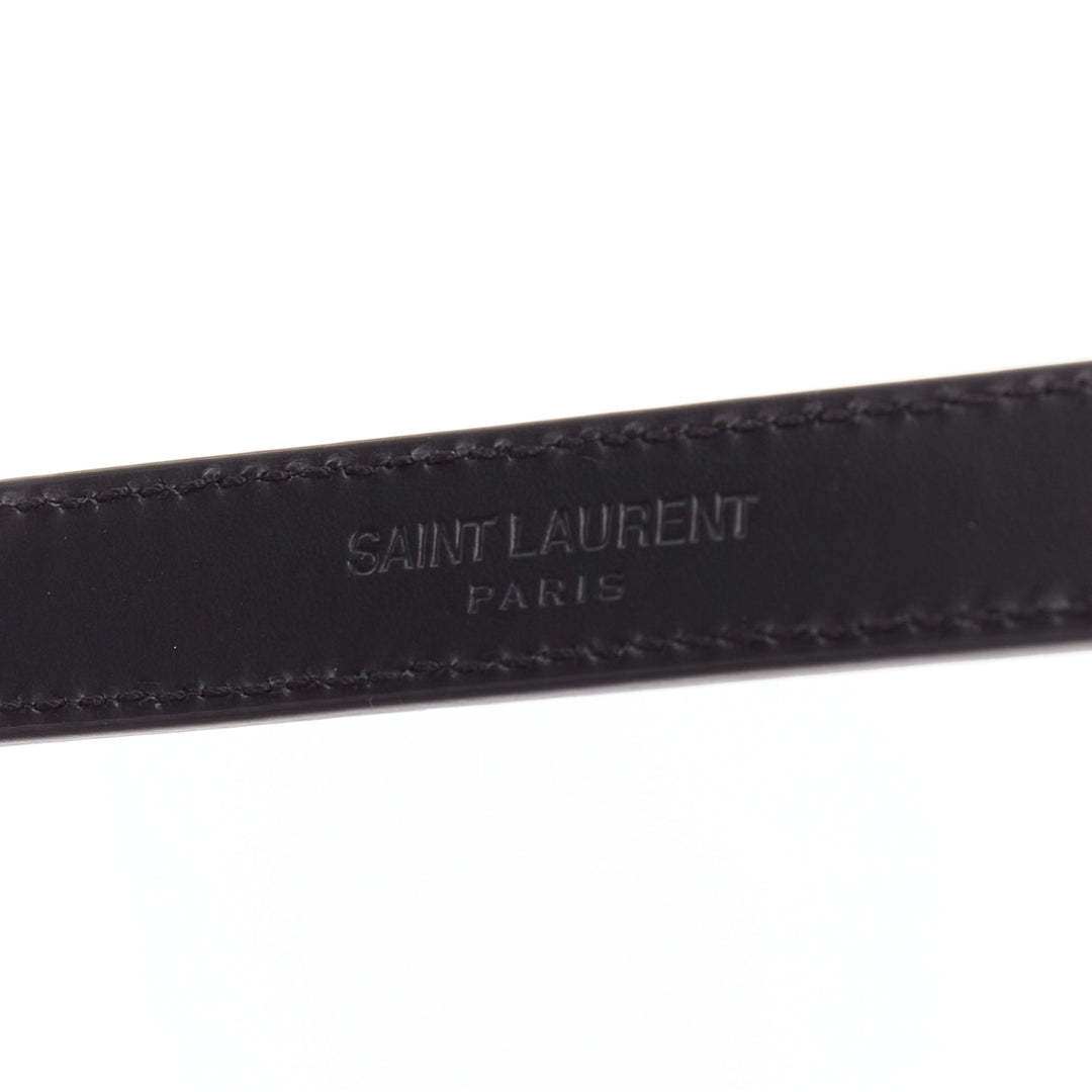 SAINT LAURENT Trois Passants black leather gold 3 loop buckle skinny belt