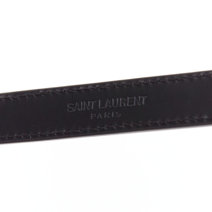 SAINT LAURENT Trois Passants black leather gold 3 loop buckle skinny belt