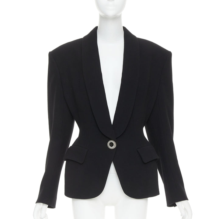 ALEXANDRE VAUTHIER COUTURE 2022 Runway black enamel buttons wasp waist blazer