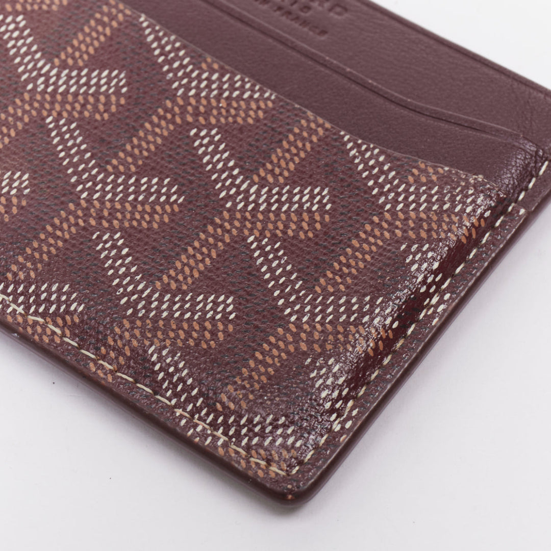 GOYARD Goyardine 4-slot red bordeaux white logo card holder