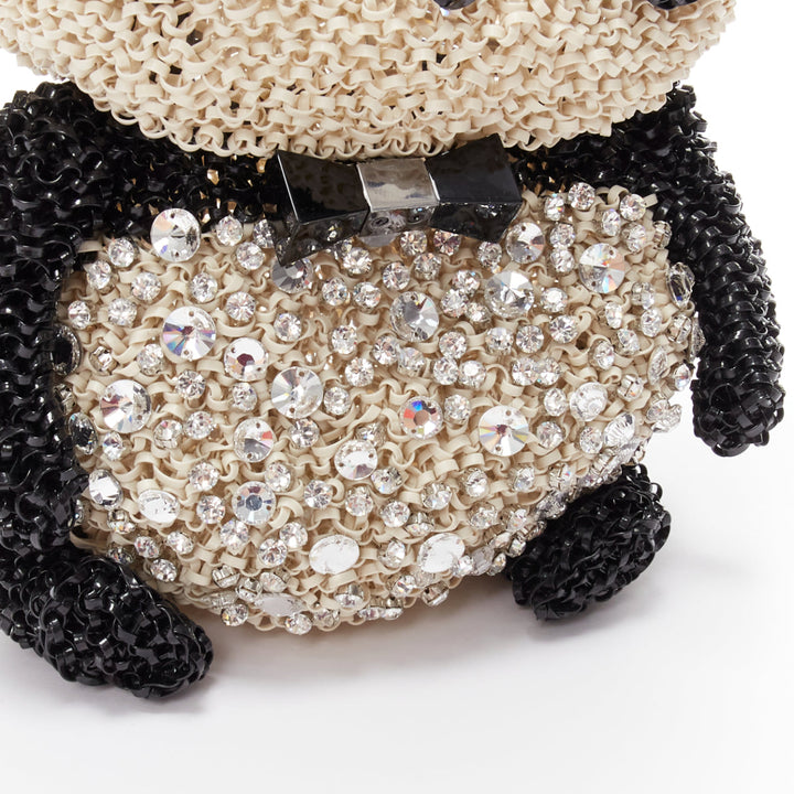 rare ANTEPRIMA Wire Bag black cream rhinestone crystal Panda tote