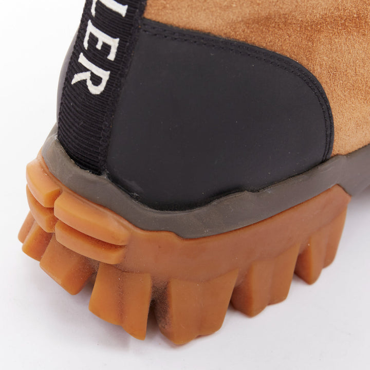 MONCLER Helis brown sided leather black hiking ankle boots EU37