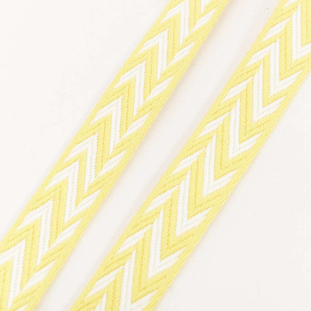HERMES Sangle Zigzag 25 yellow white chevron stripes  gold hardware bag strap