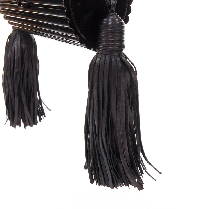 SAINT LAURENT 2016 Opium Box black plexiglass tassel minaudiere box clutch bag