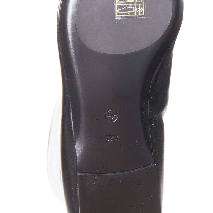 THE ROW Bette black leather square toes knee high flat boots EU37.5