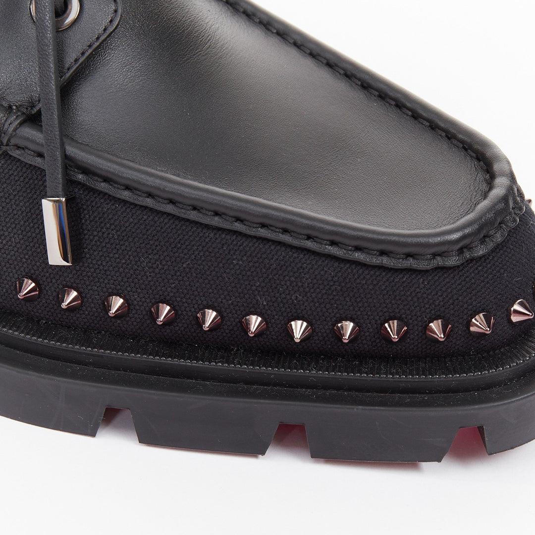 CHRISTIAN LOUBOUTIN Our Steckel black canvas calf leather spike derby EU43 US10