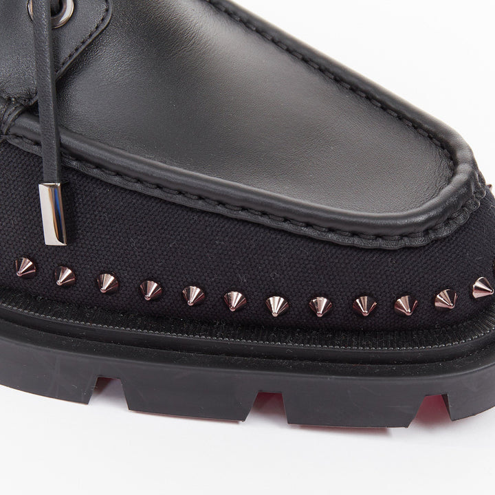 CHRISTIAN LOUBOUTIN Our Steckel black canvas calf leather spike derby EU43 US10