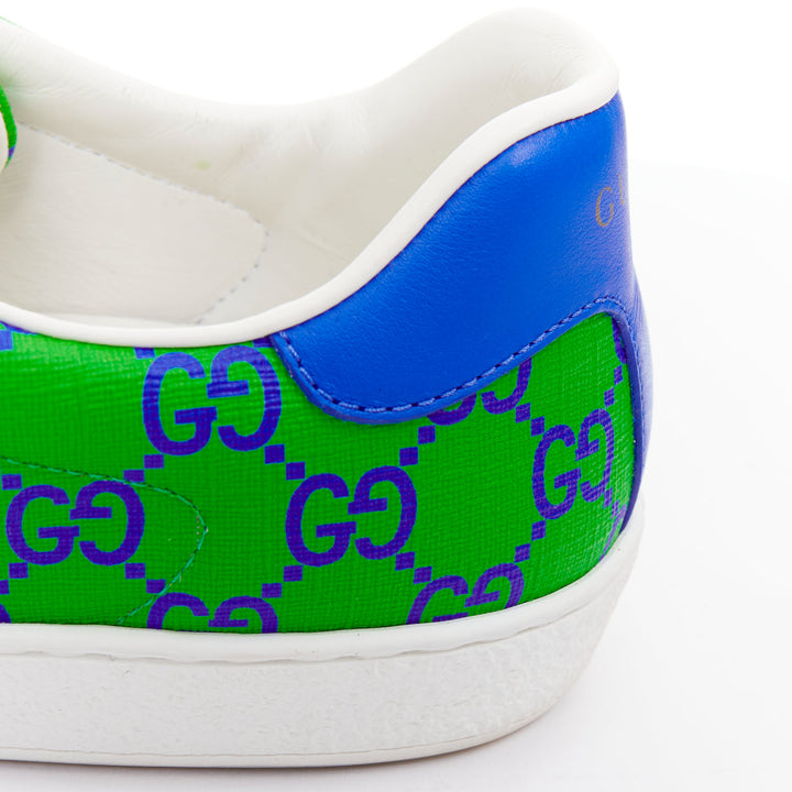 GUCCI Ace Supreme Joy Monogram green blue low top sneakers UK7.5 EU41.5