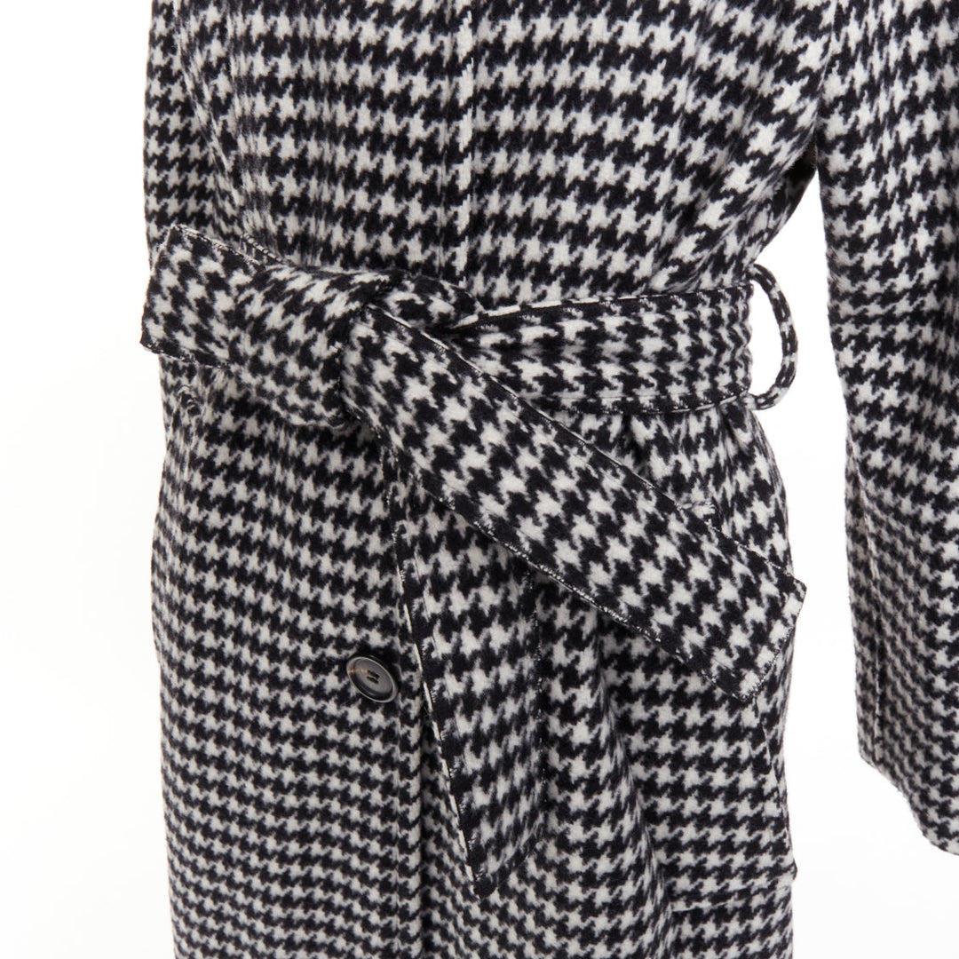 MIU MIU 2022 Pied De Poule houndstooth virgin wool logo applique coat IT38 XS