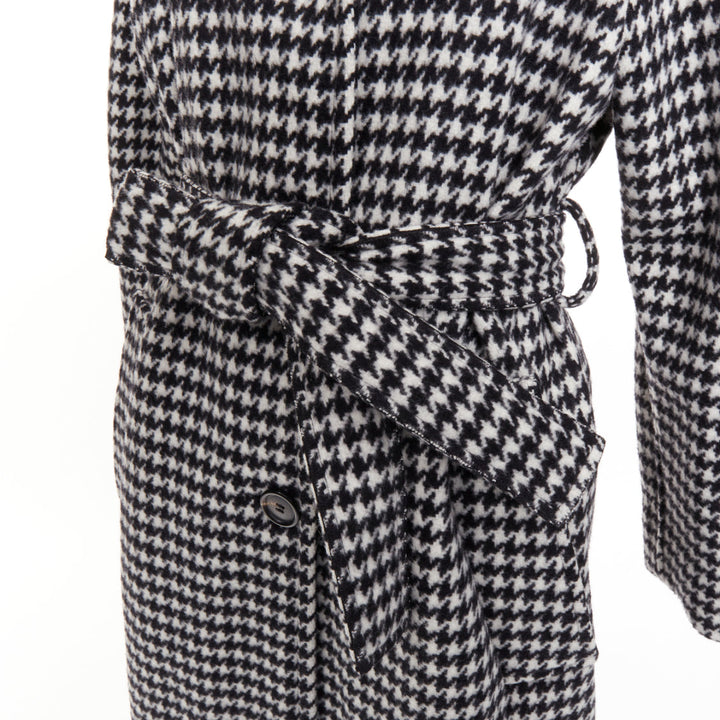 MIU MIU 2022 Pied De Poule houndstooth virgin wool logo applique coat IT38 XS