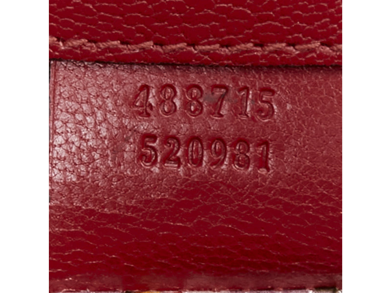 GUCCI Ottilia Bamboo Top Handle red gold insect embellished bag