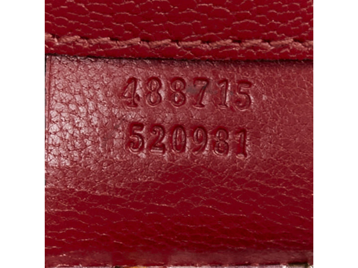 GUCCI Ottilia Bamboo Top Handle red gold insect embellished bag