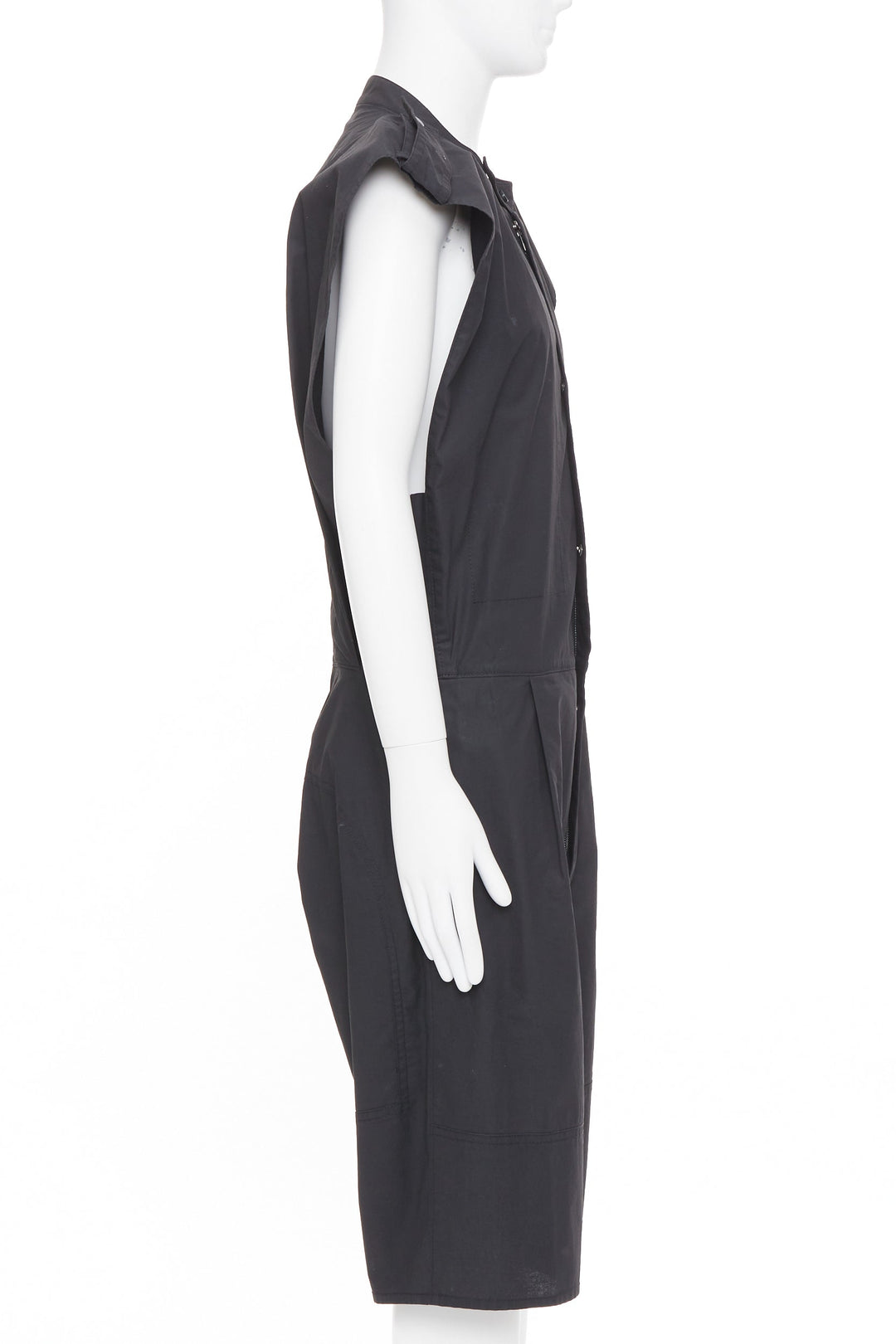 BOTTEGA VENETA 2020 Runway black cotton sleeveless utility jumpsuit IT46 S