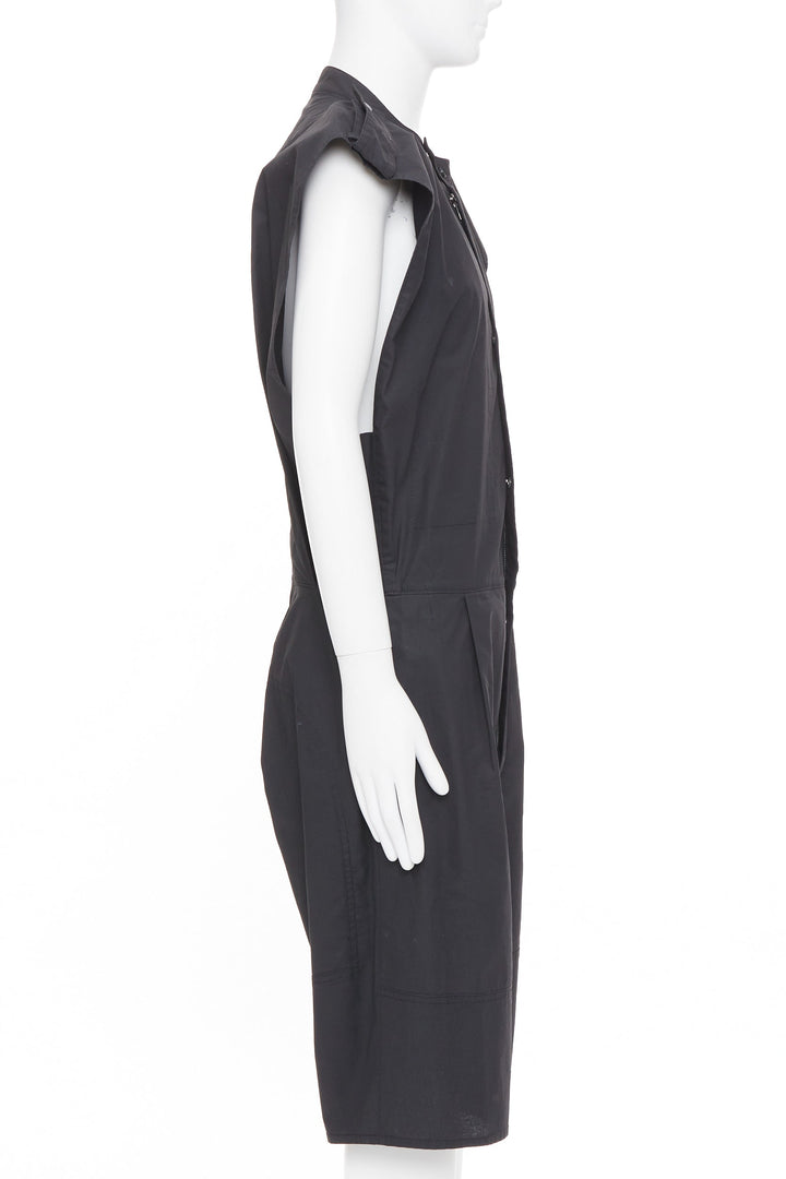 BOTTEGA VENETA 2020 Runway black cotton sleeveless utility jumpsuit IT46 S
