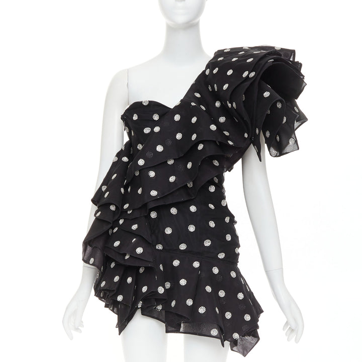 ALEXANDRE VAUTHIER COUTURE SS2019 Runway crystal polka dot ruffle shoulder dress