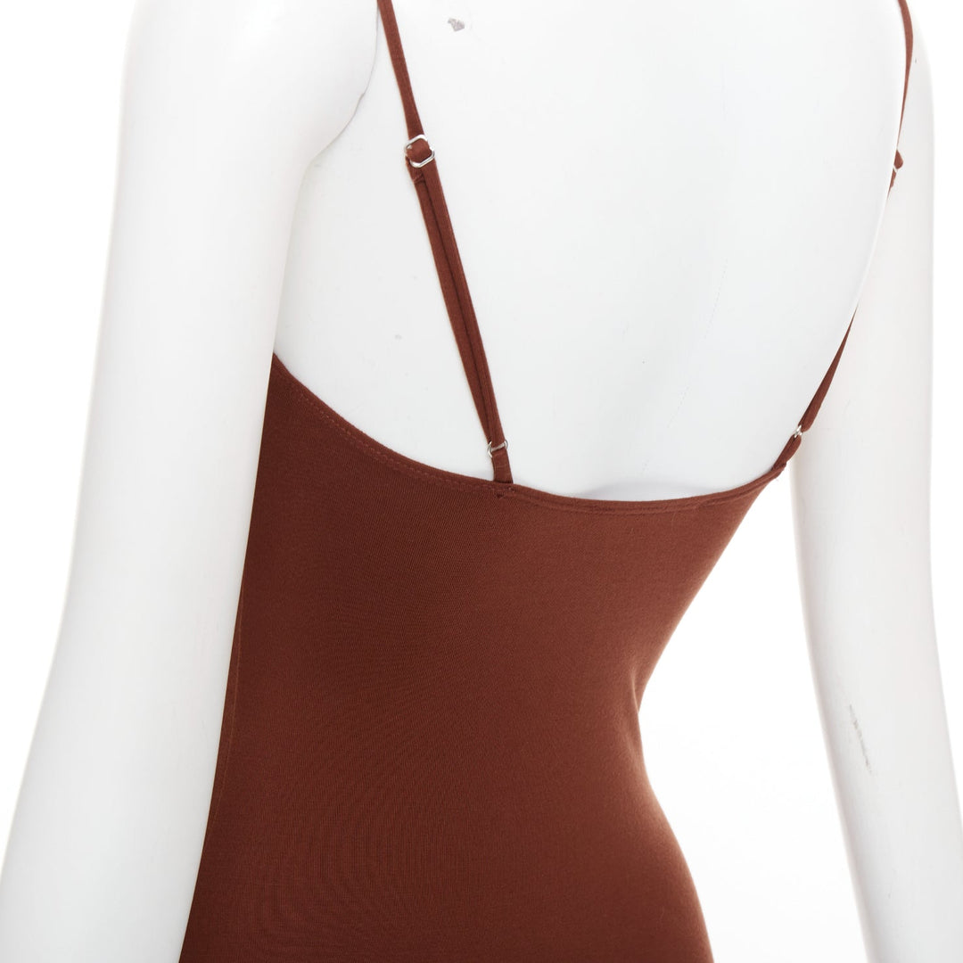 REFORMATION Lainey  brown tencel blend elastic spaghetti strap bodycon dress XS