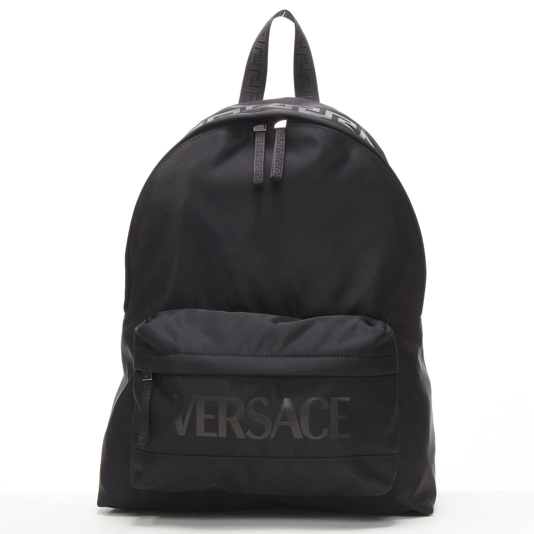 VERSACE La Greca 90's logo black nylon backpack bag