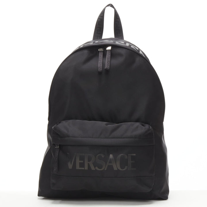 VERSACE La Greca 90's logo black nylon backpack bag
