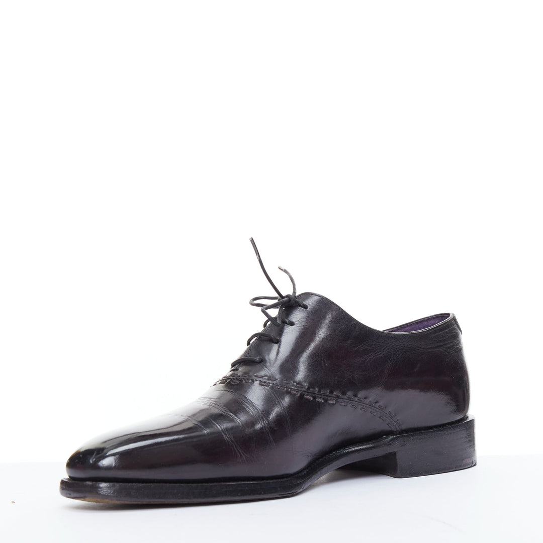 BERLUTI dark purple overstitched brushed leather brogue shoes UK7 EU41