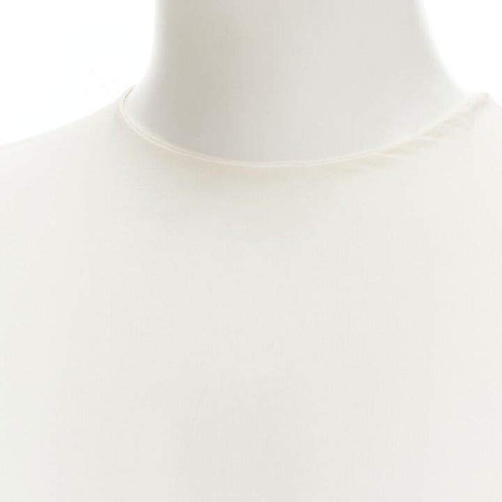 CHLOE 100% silk milk white split open back short sleeve top FR34 XS