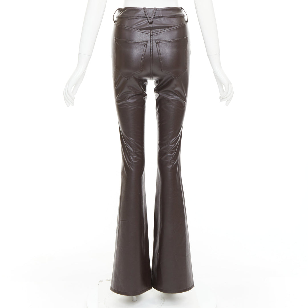 VERONICA BEARD Beverley Skinny Flare High Rise brown faux leather pants 24"