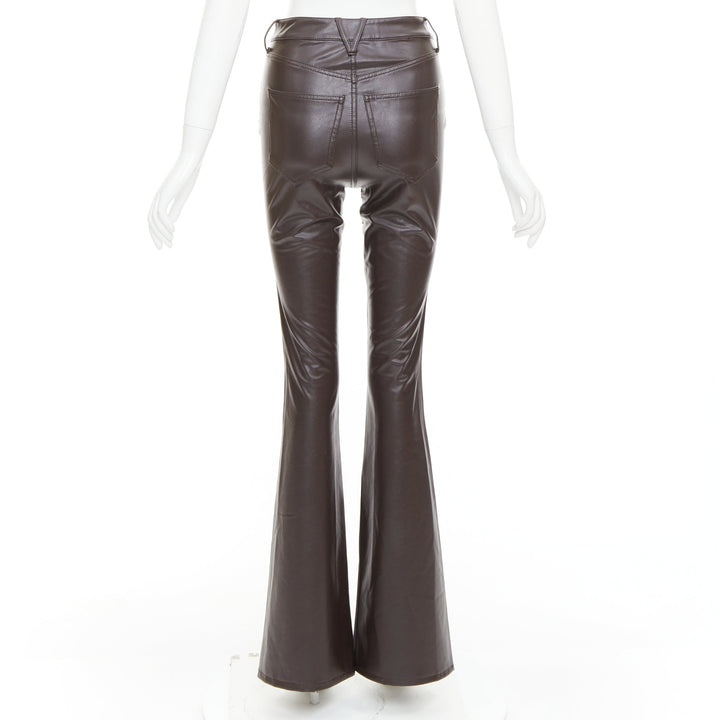 VERONICA BEARD Beverley Skinny Flare High Rise brown faux leather pants 24"