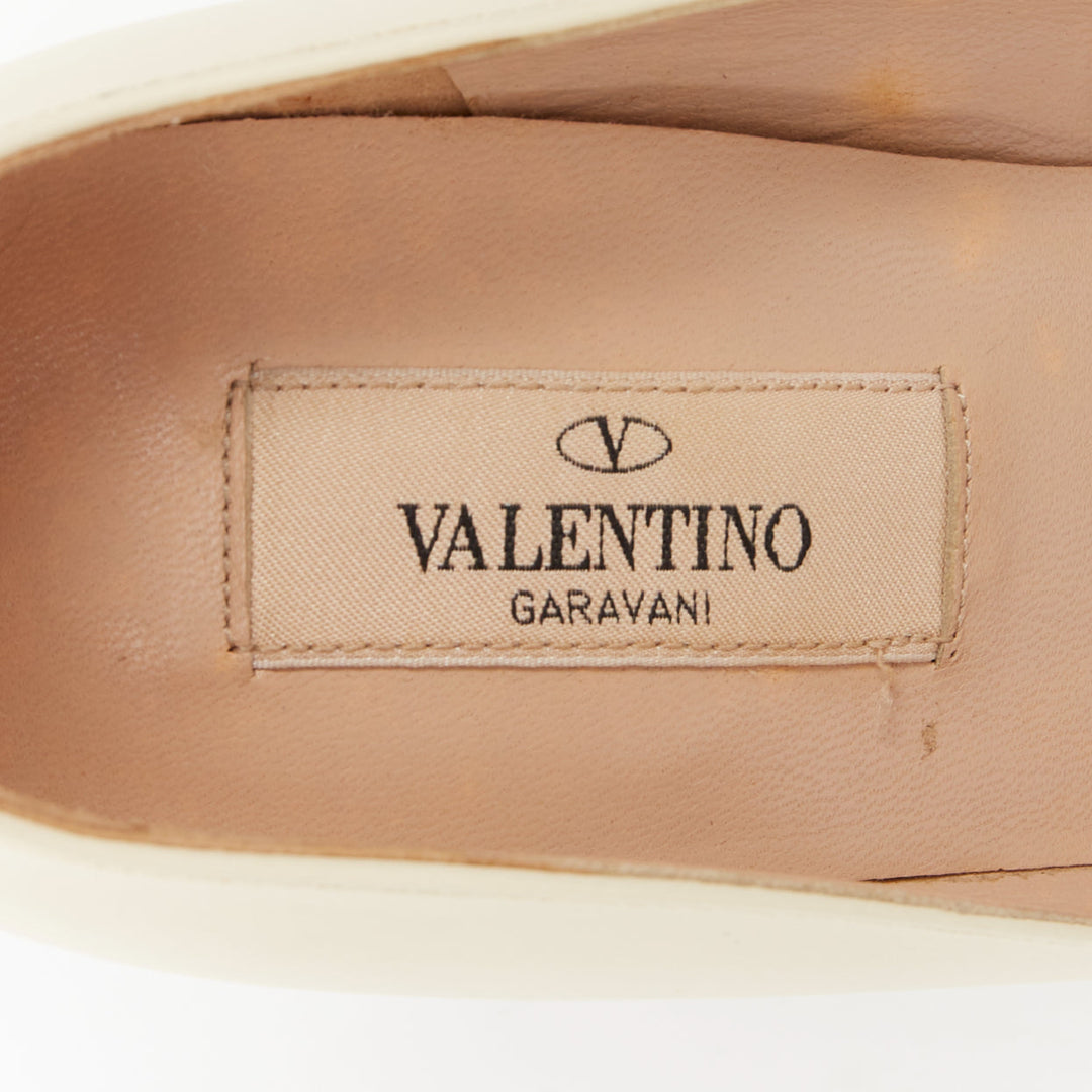 VALENTINO Soul Rockstud cream leather micro gold stud stiletto pumps EU37