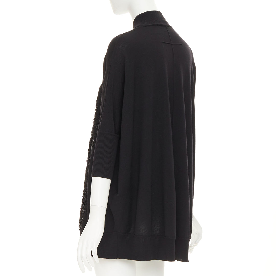 GIVENCHY black wool blend sequin lace embellished knit turtleneck tunic top M