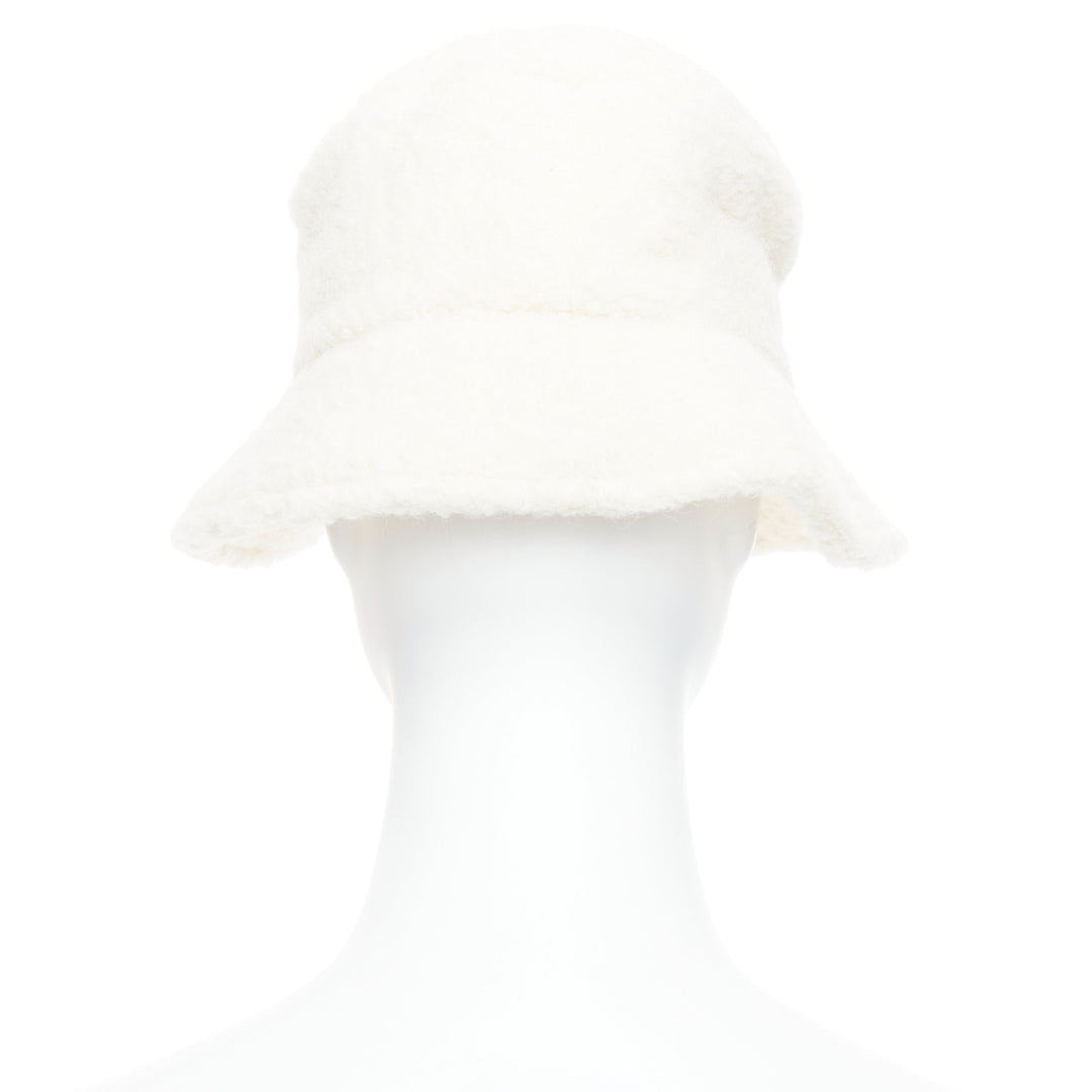 ISABEL MARANT Denji ecru alpaca virgin wool blend teddy logo bucket hat