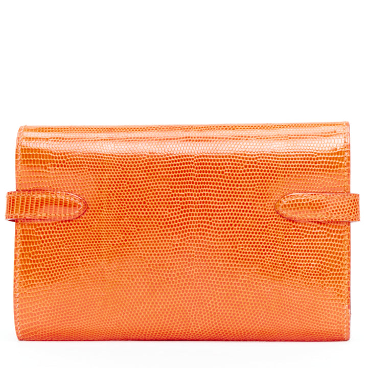 HERMES Kelly Short orange shiny liz leather PHW classic wallet