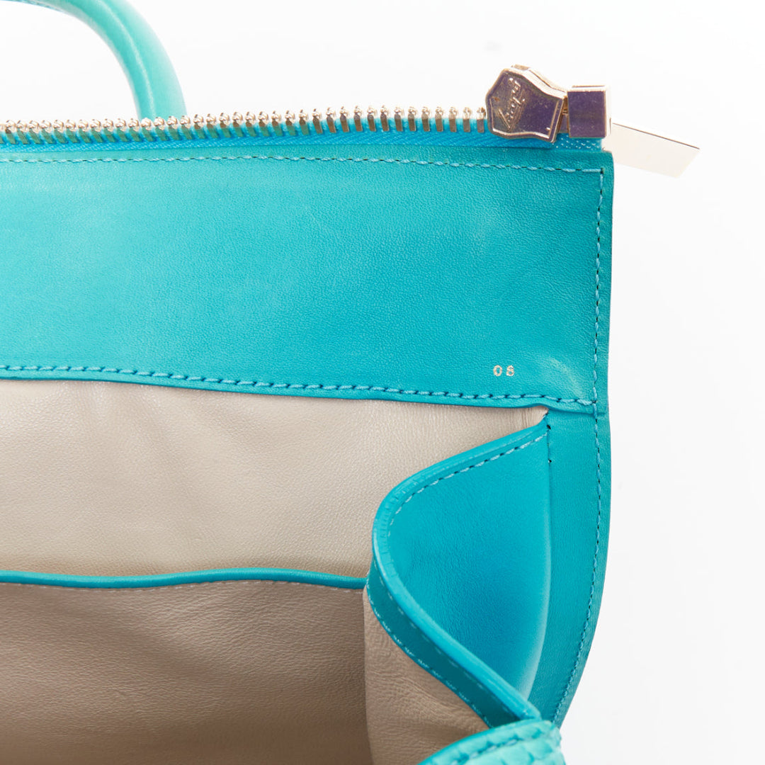 VICTORIA BECKHAM Seven Satchel turquoise scaled leather top handle bag