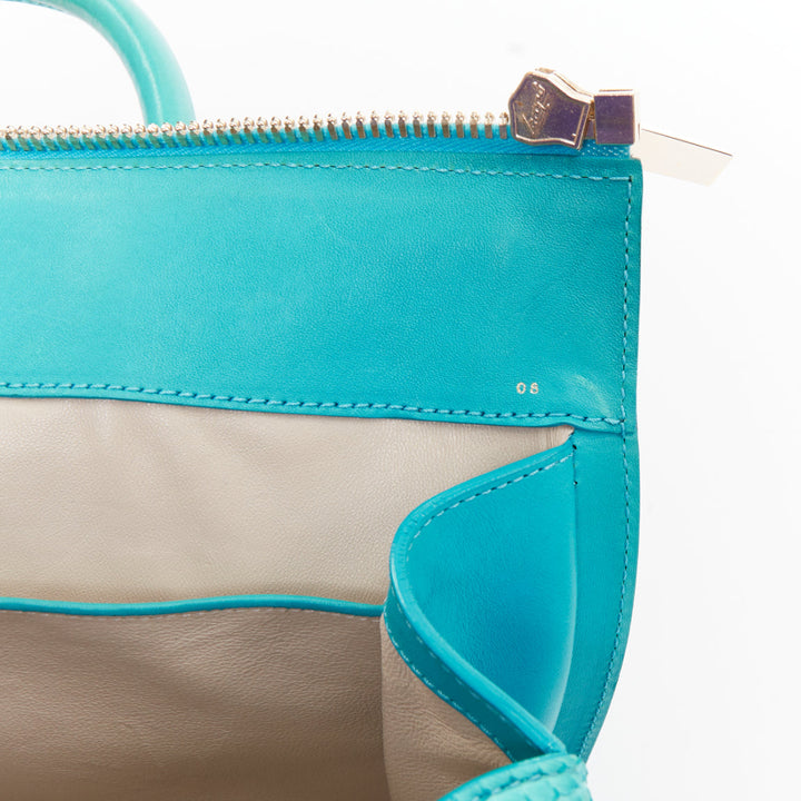 VICTORIA BECKHAM Seven Satchel turquoise scaled leather top handle bag