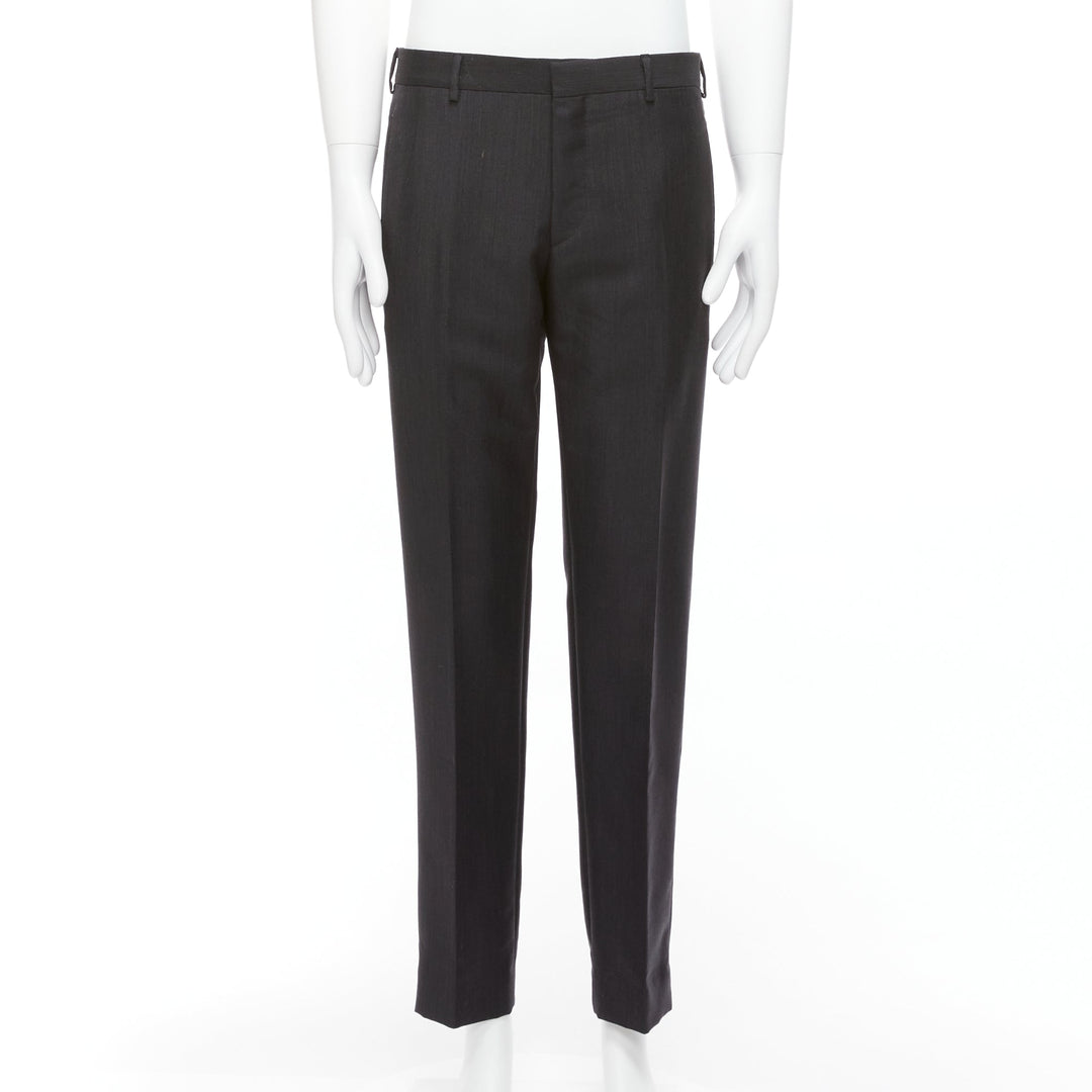PRADA dark grey mohair wool crisp minimal clean line tapered pants IT50 L