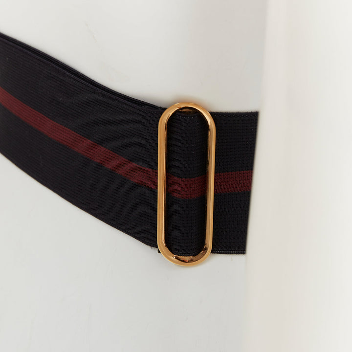 GUCCI 2008 Runway Hysteria Crest maroon black web canvas elastic belt 90cm