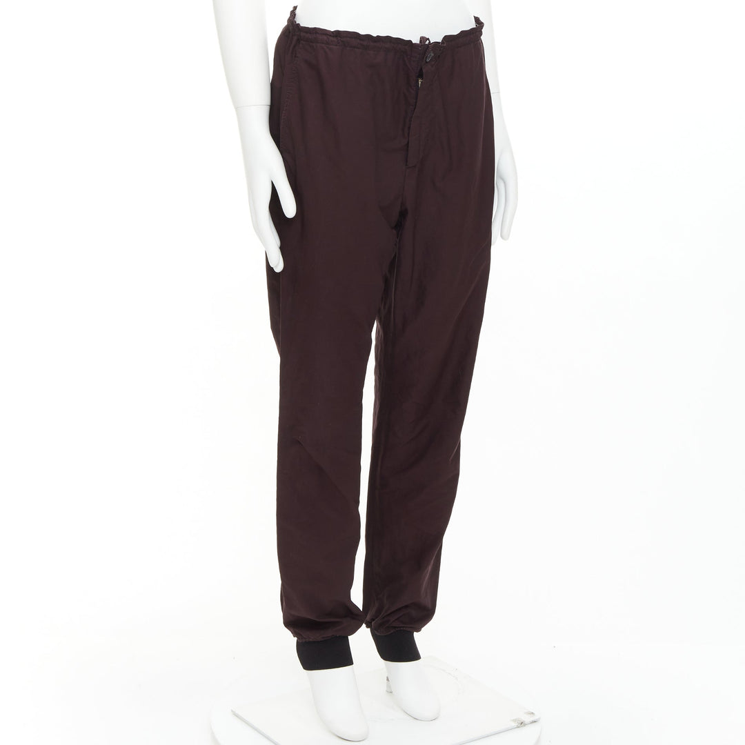 LANVIN dark purple plum drawstring waist tapered jogger pants FR46 S