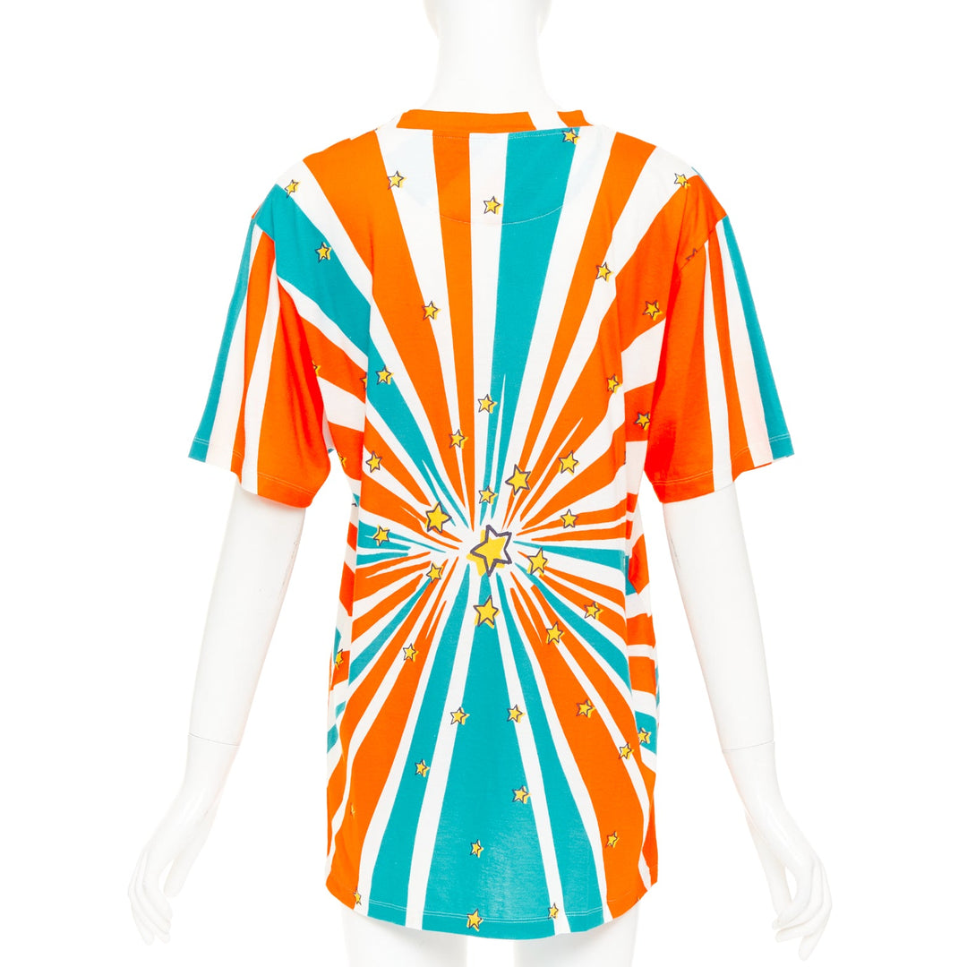 GUCCI 2017 LOVED Space Cat Astronaut embroidered beaded orange blue t-shirt S