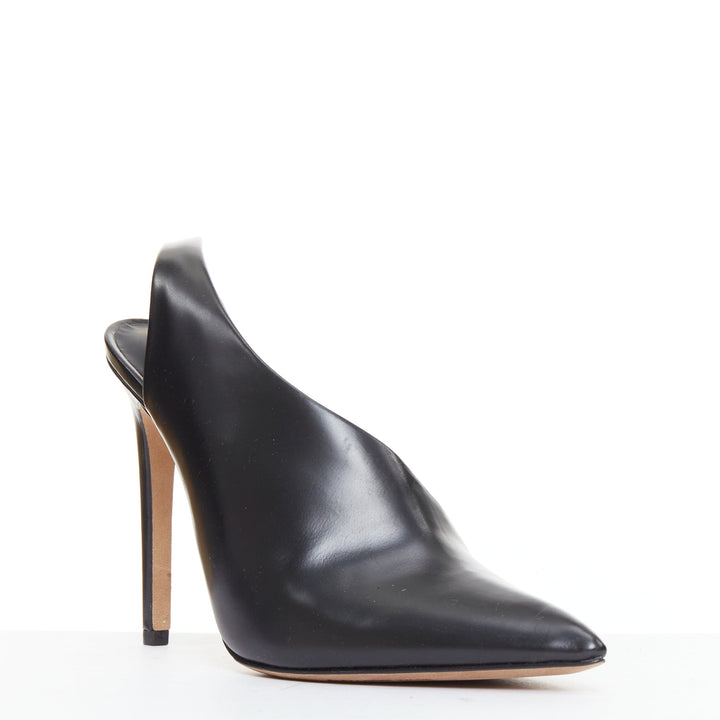 ALEXANDER WANG Edie black smooth leather half dorsay slingback booties EU38.5
