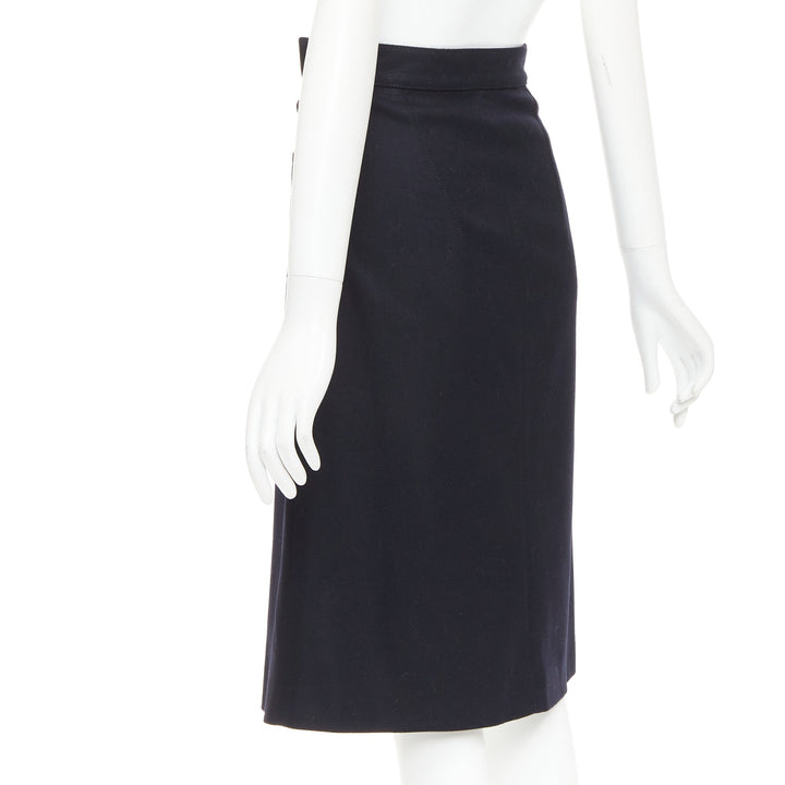 ACNE STUDIOS 2016 Panna Wool black silver asymmetric zip knee skirt FR32 XXS