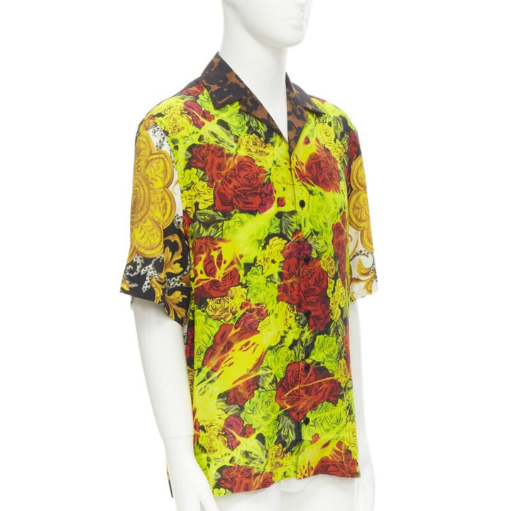 VERSACE Rose Floral Barocco Acanthus print short sleeve shirt EU39 M