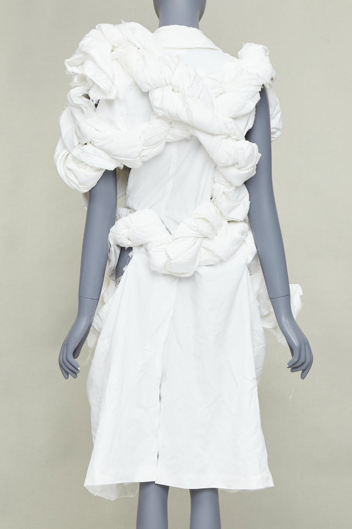 rare COMME DES GARCONS 2019 Runway white frayed cotton knotted bundle jacket XS