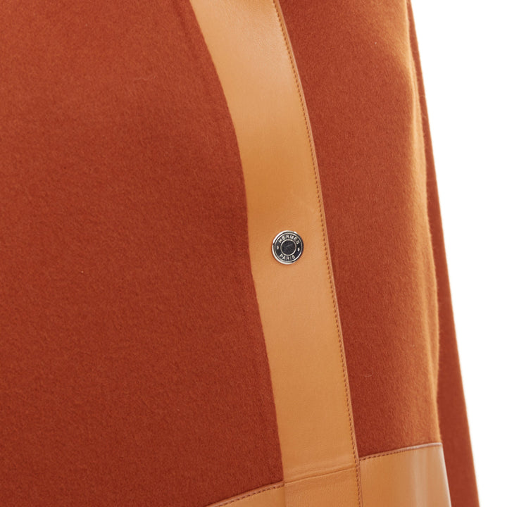 HERMES 2019 Runway Rocabar lambskin double face cashmere striped coat FR34 XS