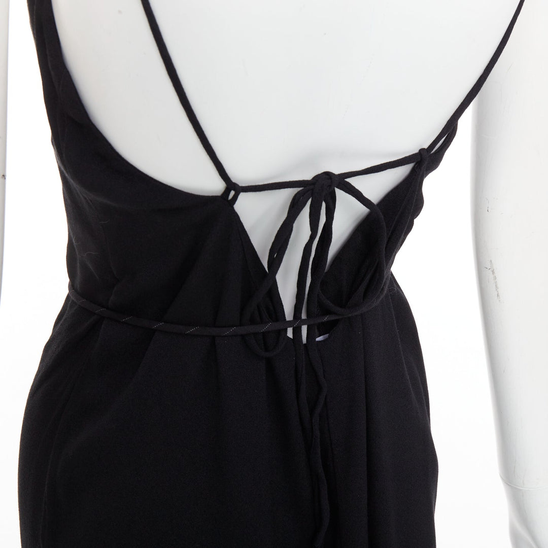 REFORMATION black viscose blend tie waist open back midi dress M