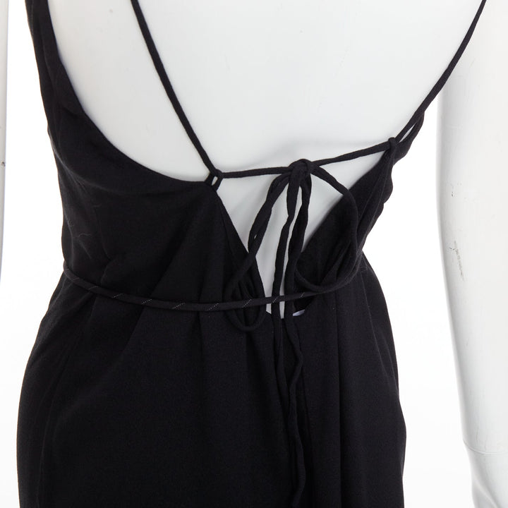 REFORMATION black viscose blend tie waist open back midi dress M