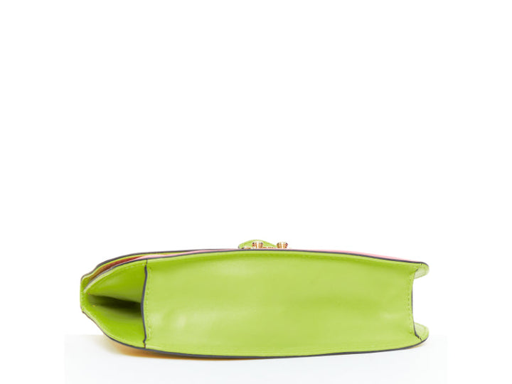 VALENTINO Glam Lock yellow green pink pop Rockstud leather push lock flap bag