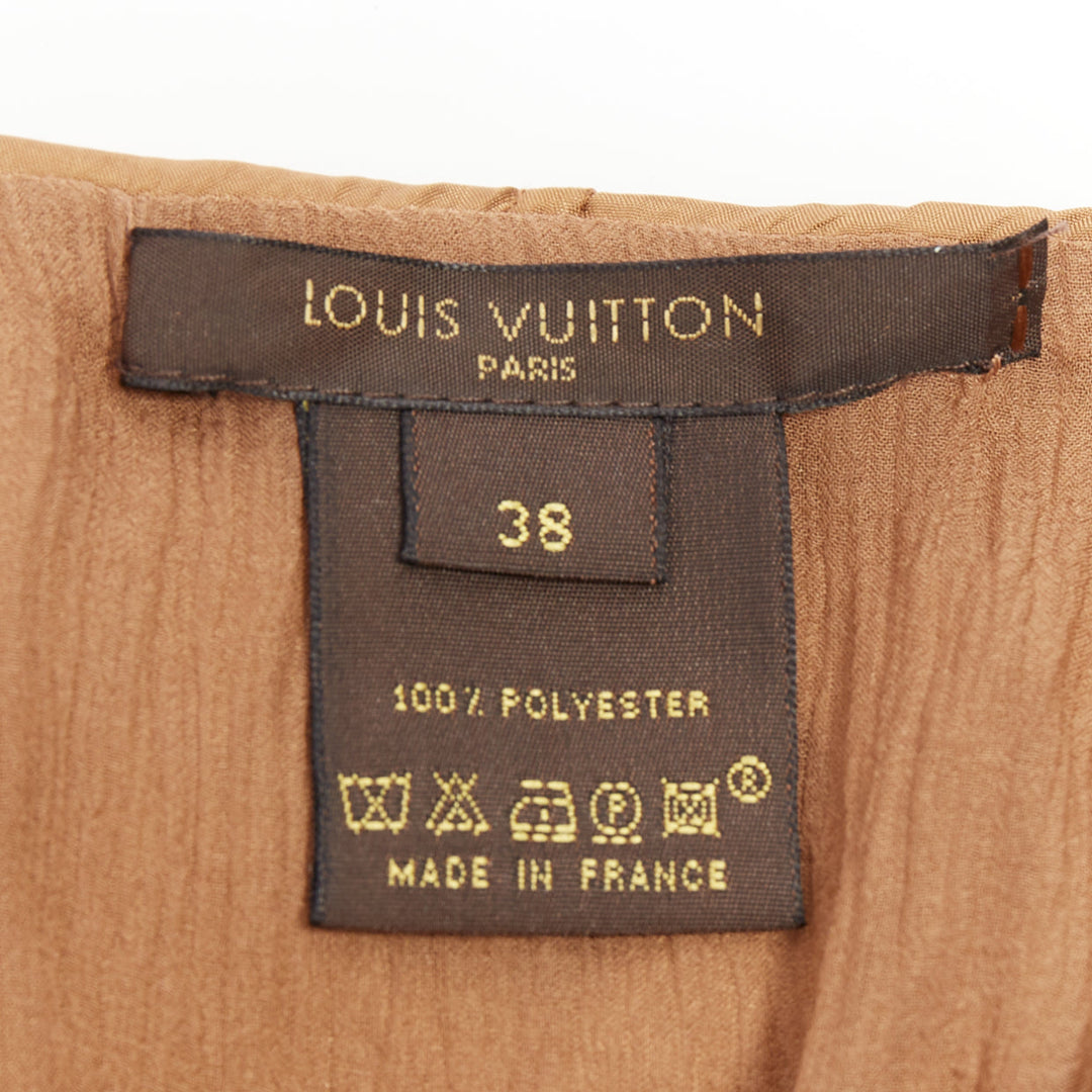LOUIS VUITTON Marc Jacobs bronze monogram silk lace rosette wrap top FR38 M