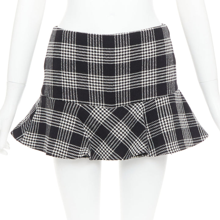 RED VALENTINO black grey houndstooth check print frill mini skort IT38 XS