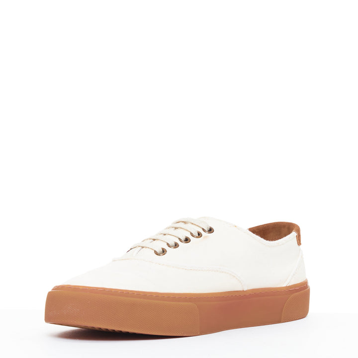 SAINT LAURENT Venice cream gum lace up low skate sneakers EU40