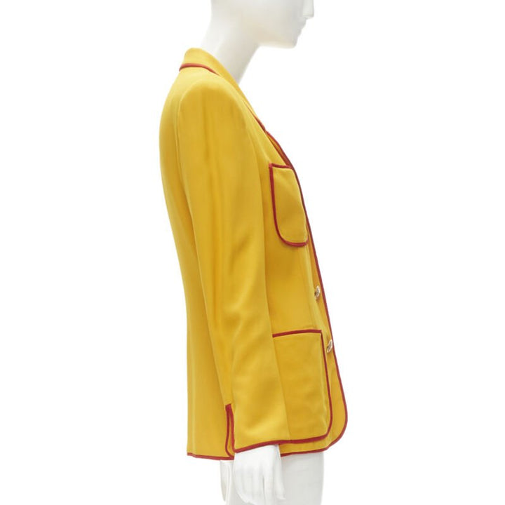 MOSCHINO CHEAP CHIC Vintage yellow red trim 4-pocket blazer jacket IT44 L